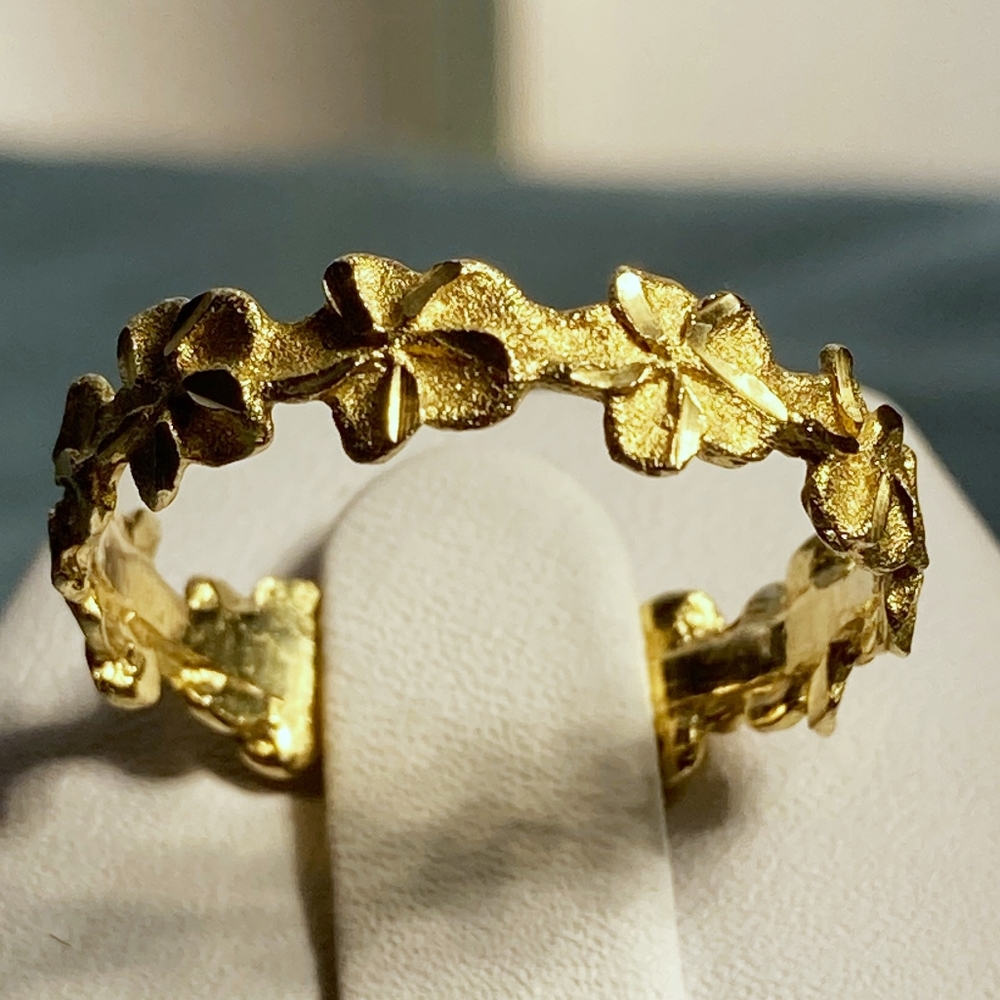 14K Plumeria Flower Eternity Band